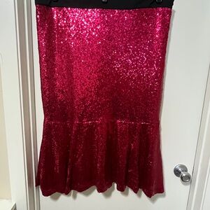 Sparkling Fuchsia Sequin Midi Trumpet Skirt NWT